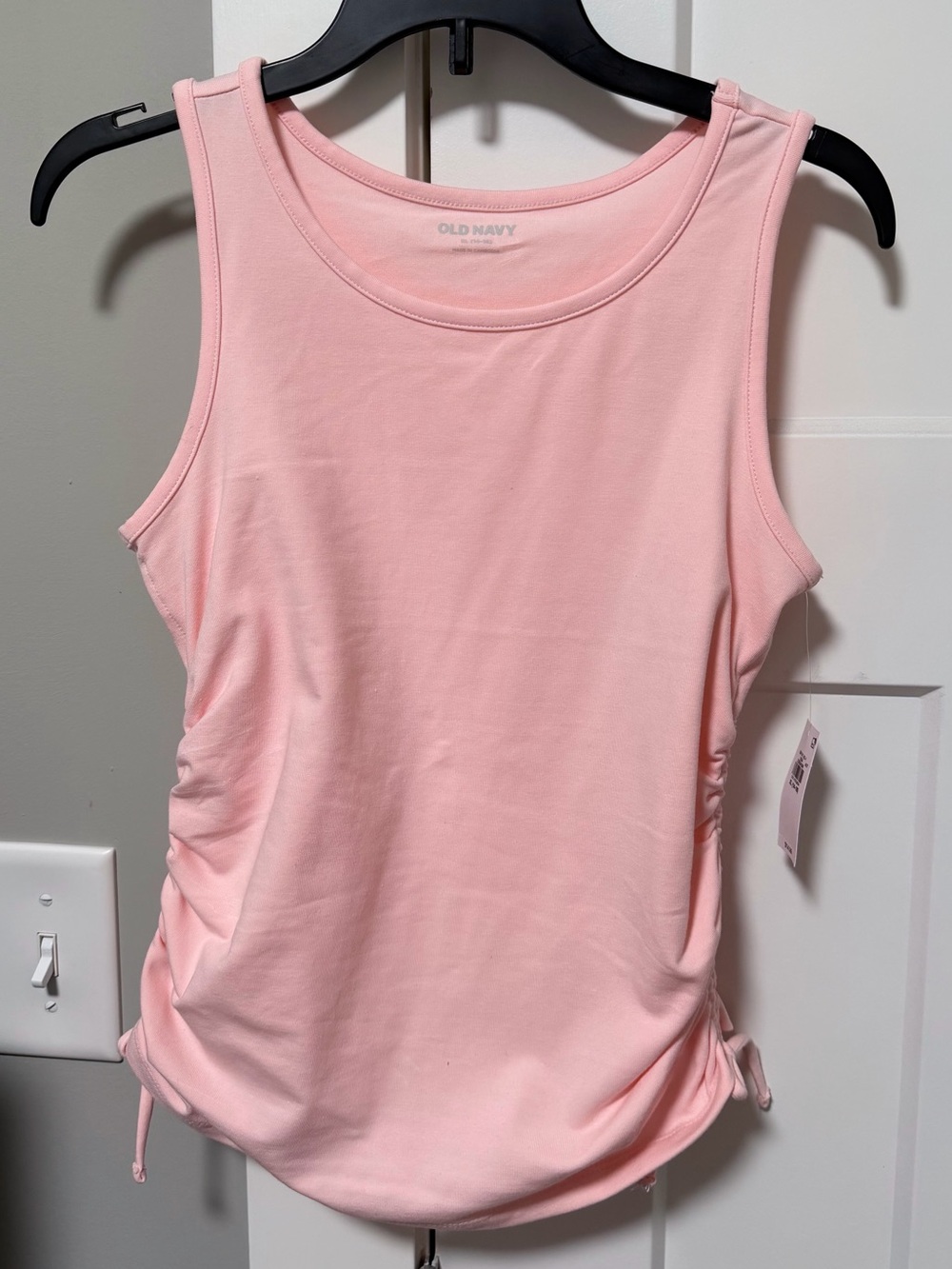 Old Navy Girls Light Pink Side-Ruched Tank Top